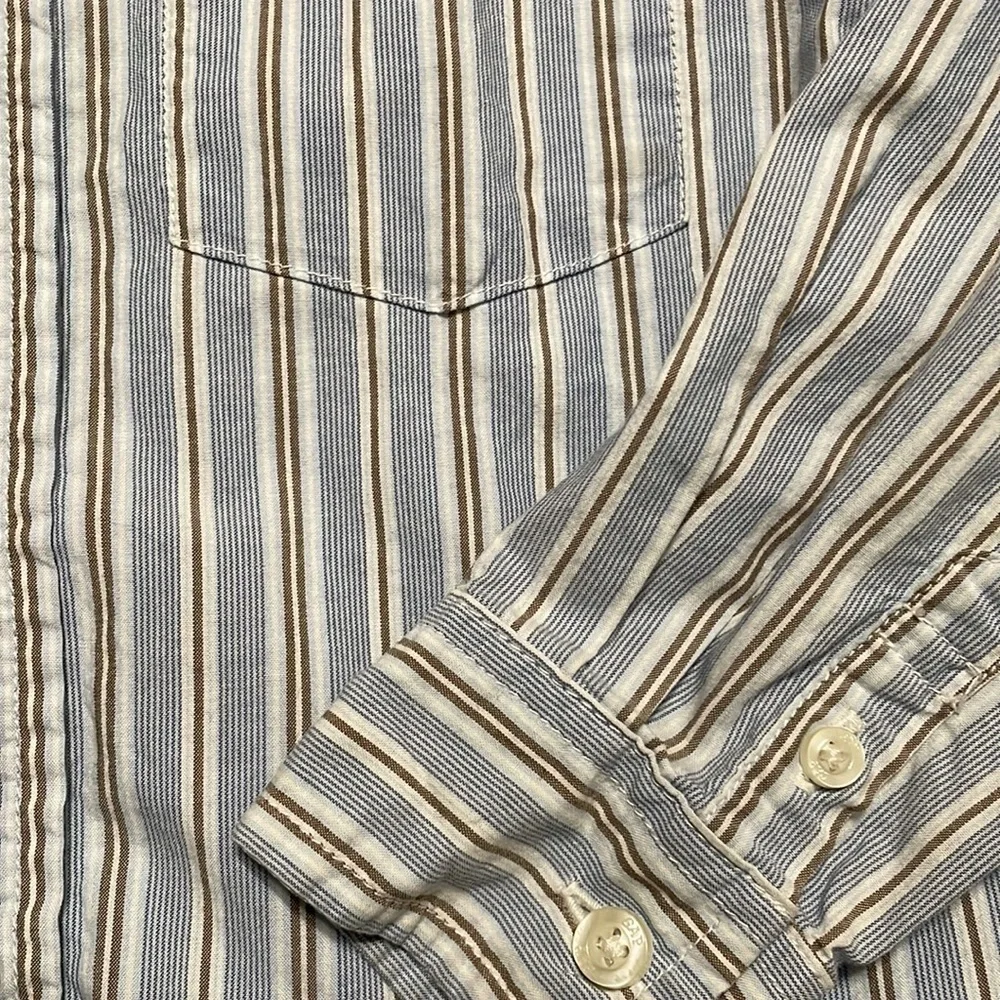 Gap Toddler Boys 5 Year old button‎ down shirt Blue Gray striped great condition